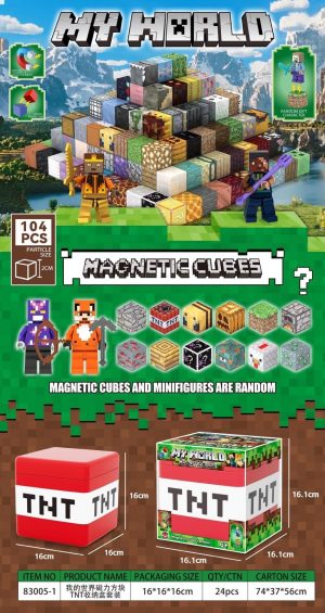 104EL KLOCKI MAGNETYCZNE DLA DZIECI SZEŚCIANY  MINECRAFT 6553083
