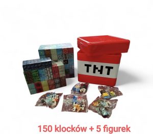 MAGNETYCZNY ZESTAW KLOCKÓW JAK MINECRAFT 150 KLOCKÓW + 5 FIGURKI 1454554