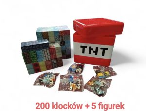MAGNETYCZNY ZESTAW KLOCKÓW JAK MINECRAFT 200 KLOCKÓW + 5 FIGURKI 1454555