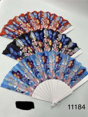 WACHLARZ SATYNOWY Z TWORZYWA ELEGANCKI NA LATO 5233767