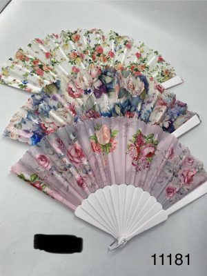 WACHLARZ SATYNOWY Z TWORZYWA ELEGANCKI NA LATO 5233768