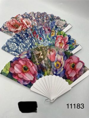 WACHLARZ SATYNOWY Z TWORZYWA ELEGANCKI NA LATO 5233769