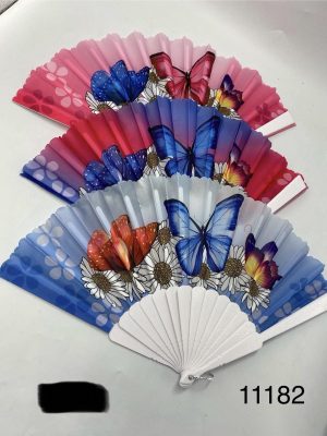 WACHLARZ SATYNOWY Z TWORZYWA ELEGANCKI NA LATO 5233778