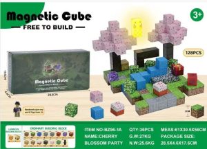 Klocki magnetyczne konstrukcyjne Minecraft 128el. sześciany bloki pixele 5168282