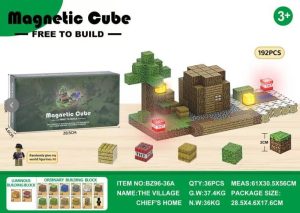 Klocki magnetyczne konstrukcyjne Minecraft 192el. sześciany bloki pixele 5168284