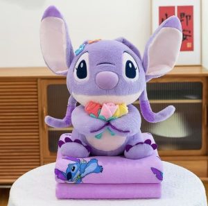 Maskotka fioletowy stitch z kocem dla dzieci 9144918