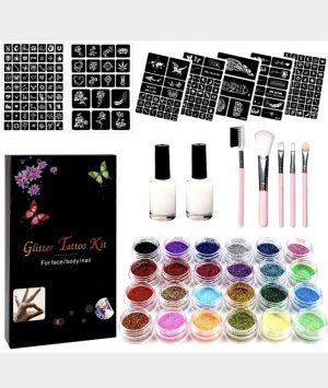 DUZY ZESTAW TATUAZY SZABLONY TATUAZE BROKATOWE 7291080