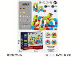 Klocki magnetyczne tor kolejka elektryczna dla dzieci 146 elementów 7641448