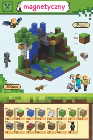 KLOCKI MAGNETYCZNE BLOKI MINECRAFT 300 EL 5159827