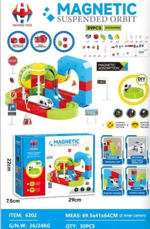 Klocki magnetyczne tor kolejka elektryczna dla dzieci 89 elementów 5481036