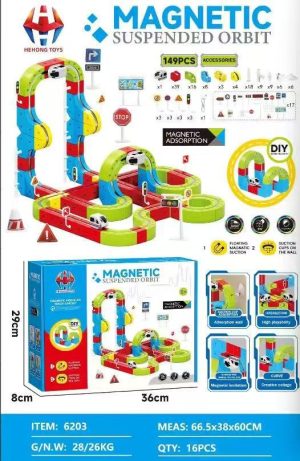 Klocki magnetyczne tor kolejka elektryczna dla dzieci 149 elementów 5481037