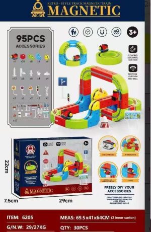 Klocki magnetyczne tor kolejka elektryczna dla dzieci 95 elementów 5481038