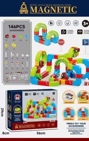 Klocki magnetyczne tor kolejka elektryczna dla dzieci 146 elementów 5481039