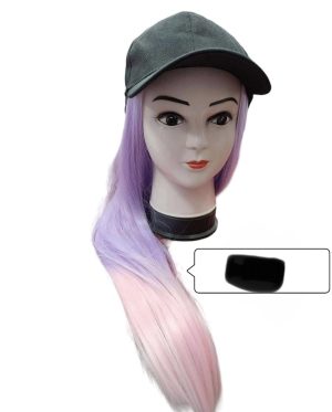 Czapka z daszkiem z włosami peruka długie sztuczne jasny blond 2457554