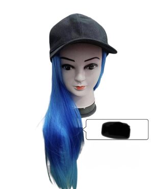 Czapka z daszkiem z włosami peruka długie sztuczne jasny blond 2457555