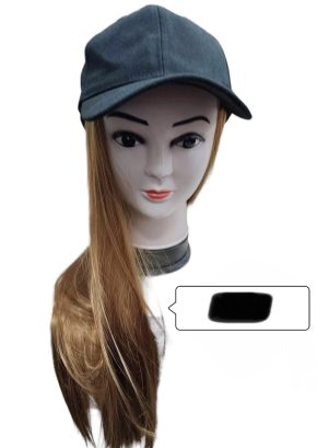 Czapka z daszkiem z włosami peruka długie sztuczne jasny blond 2457558
