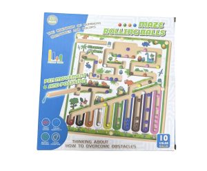 DREWNIANY LABIRYNT MAGNETYCZNY Tablica Edukacyjna Montessori Nauka Kolorów 9423527