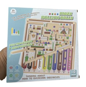 DREWNIANY LABIRYNT MAGNETYCZNY Tablica Edukacyjna Montessori Nauka Kolorów 9423528