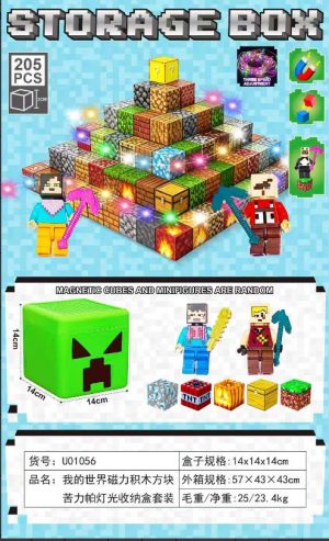 200 el + 5 fiegurki Klocki magnetyczne minecraft ledoweTNT Duże Pudełko 5289806