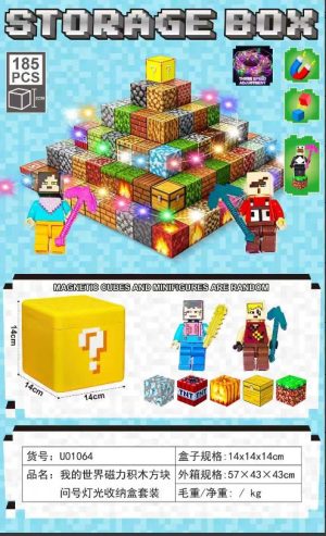 180 el + 5 fiegurki Klocki magnetyczne minecraft ledoweTNT Duże Pudełko 5289808