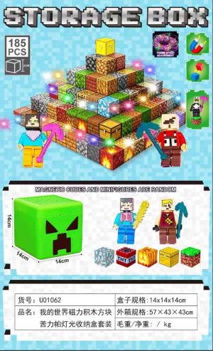 180 el + 5 fiegurki Klocki magnetyczne minecraft ledoweTNT Duże Pudełko 5289809