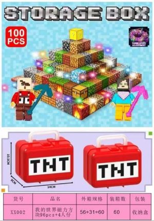 Klocki minecraft magnetyczny 100 elementów ledowe TNT Duże Pudełko 7905279