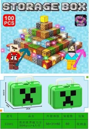 Klocki minecraft magnetyczny 100 elementów ledowe TNT Duże Pudełko 7905280